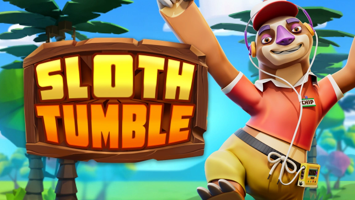 The promotional header for Sloth Tumble, an online slot game on Betty.ca.