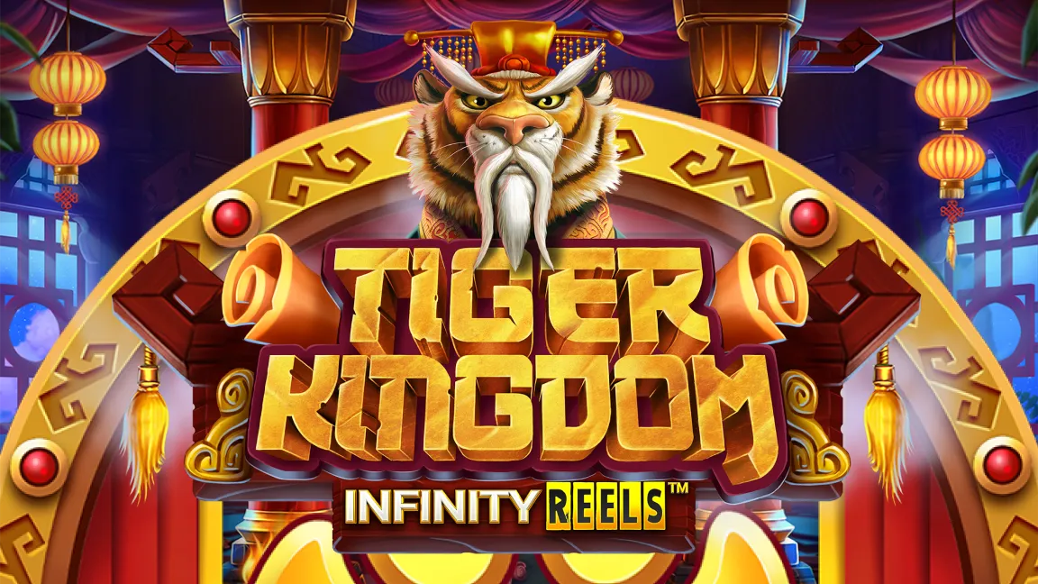 The promotional header for Tiger Kingdom Infinity Reels, an online slot game on Betty.ca.
