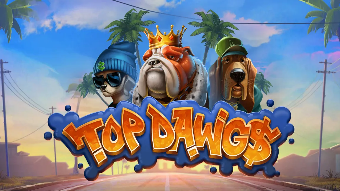The promotional header for Top Dawg$, an online slot game on Betty.ca.