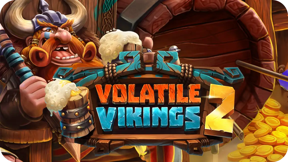 The promotional header for Volatile Vikings 2, an online slot game on Betty.ca.