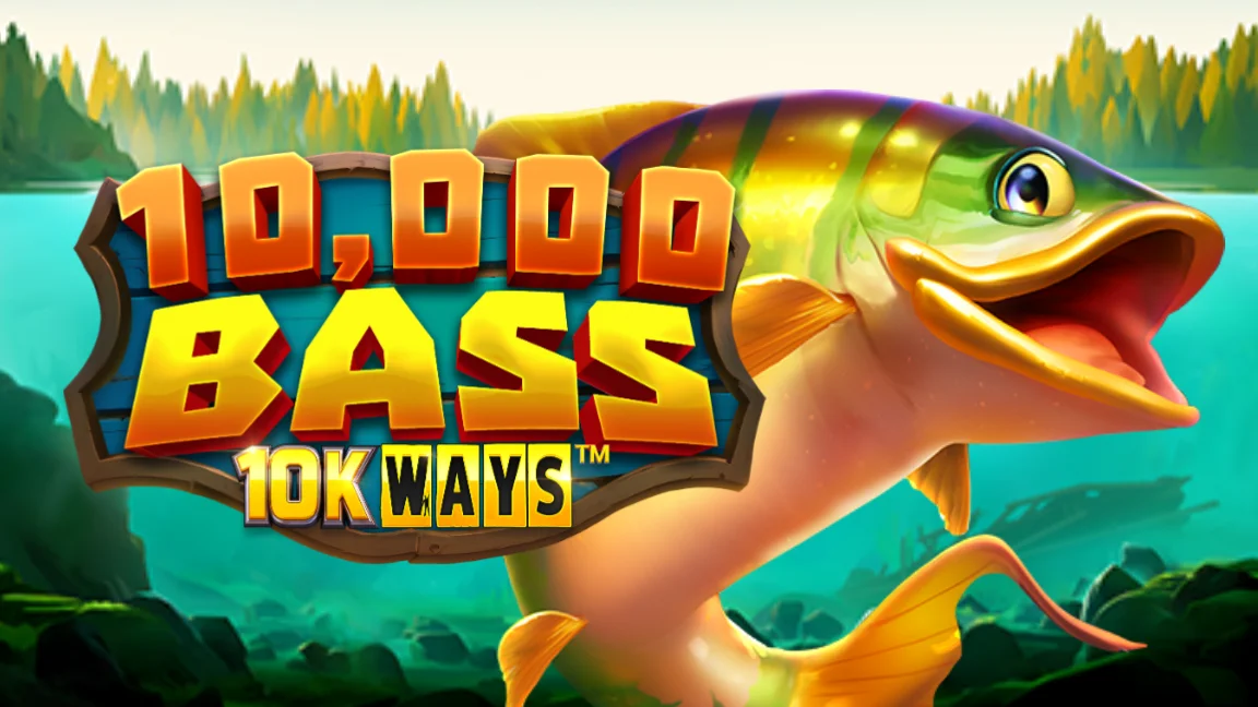 The promotional header for 10,000 Bass 10K Ways, an online slot game on Betty.ca.