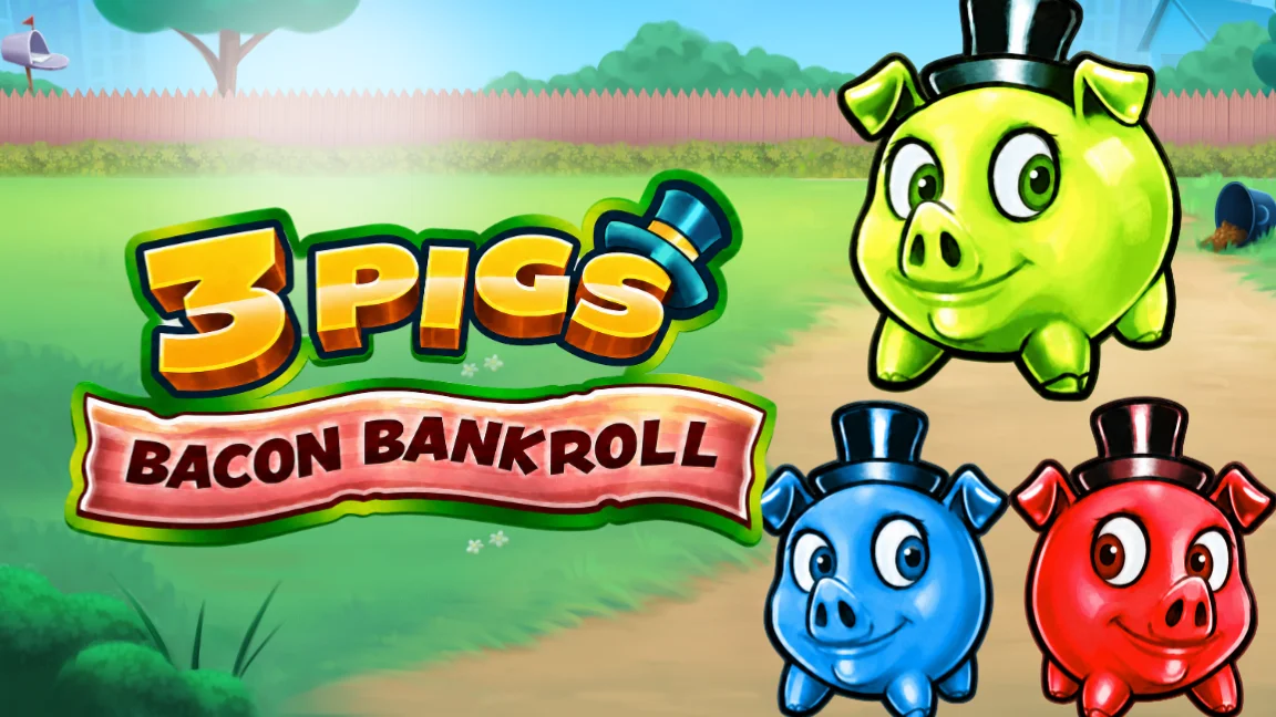 The promotional header for 3 Pigs Bacon Bankroll, an online slot game on Betty.ca.