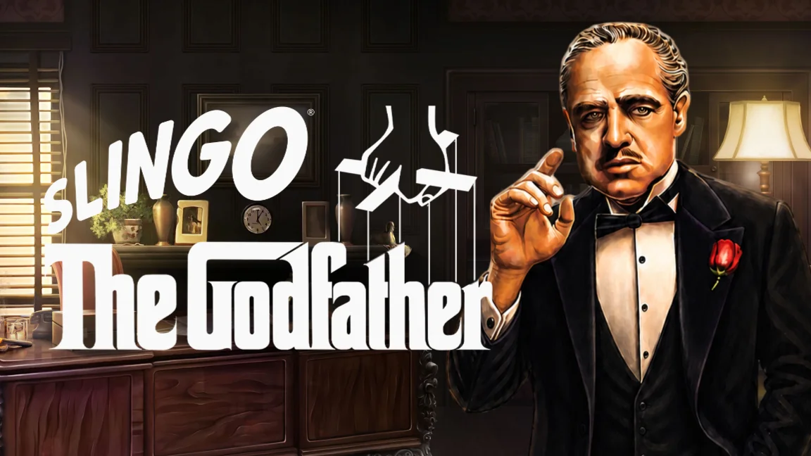 The promotional header for Slingo The Godfather, an online slot game on Betty.ca.