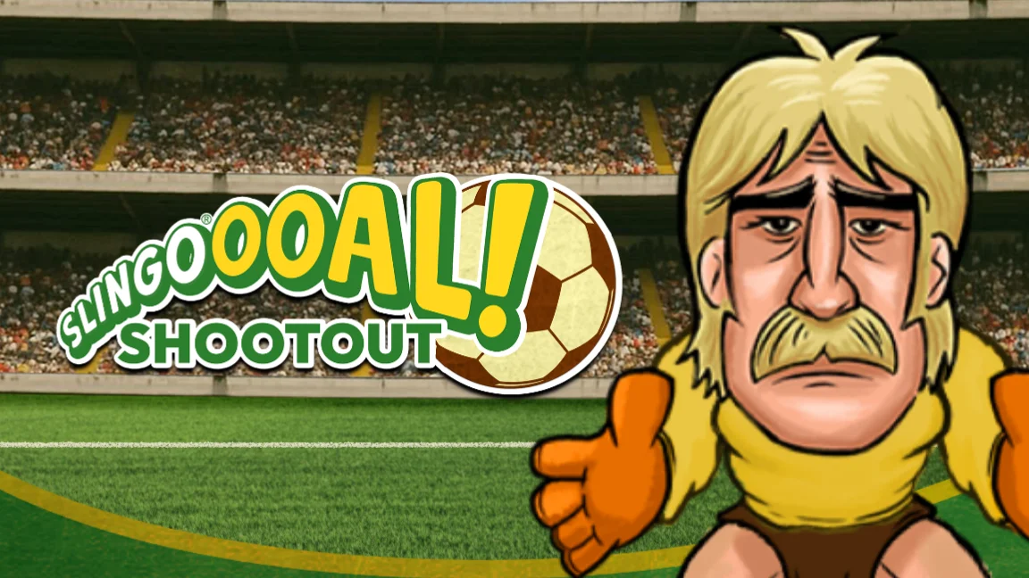 The promotional header for Slingoooal Shootout, an online slot game on Betty.ca.