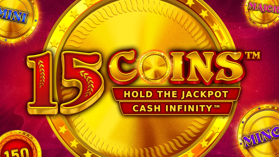 The promotional header for 15 Coins™, an online slot game on Betty.ca.