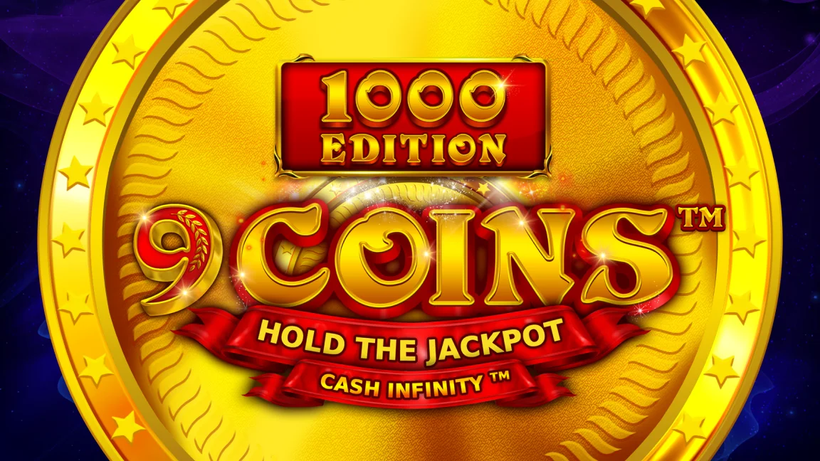 The promotional header for 9 Coinsâ„¢ 1000 Edition, an online slot game on Betty.ca.