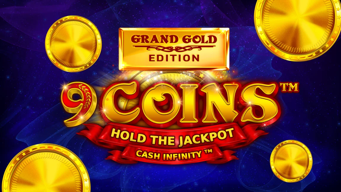 The promotional header for 9 Coins™ Grand Gold Edition, an online slot game on Betty.ca.
