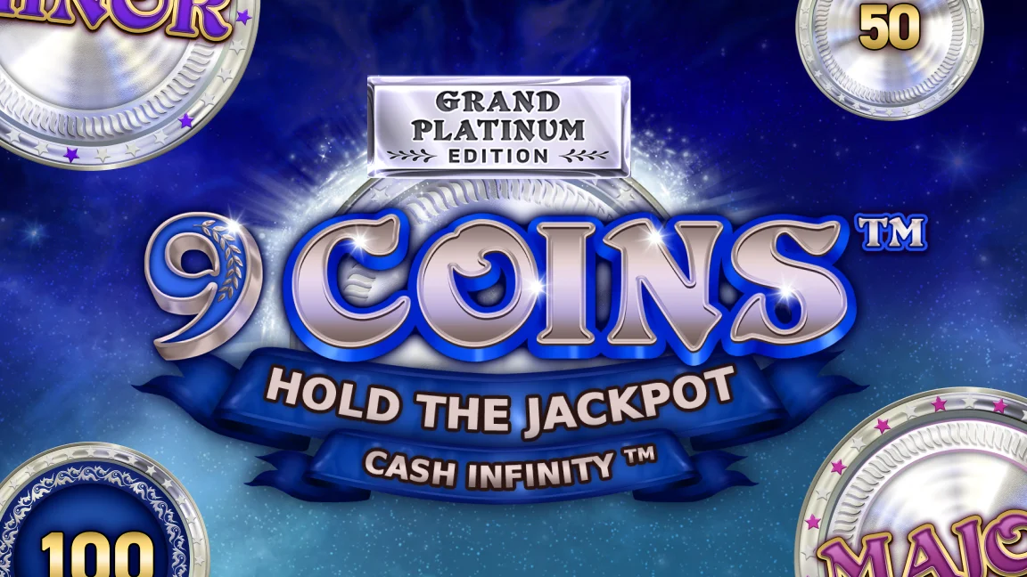 The promotional header for 9 Coins™ Grand Platinum Edition, an online slot game on Betty.ca.