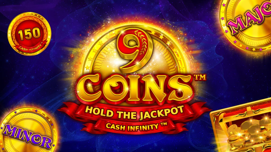 The promotional header for 9 Coins™, an online slot game on Betty.ca.
