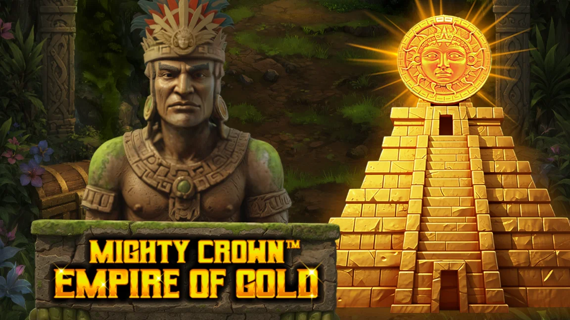 The promotional header for Mighty Crown™ Empire of Gold™, an online slot game on Betty.ca.