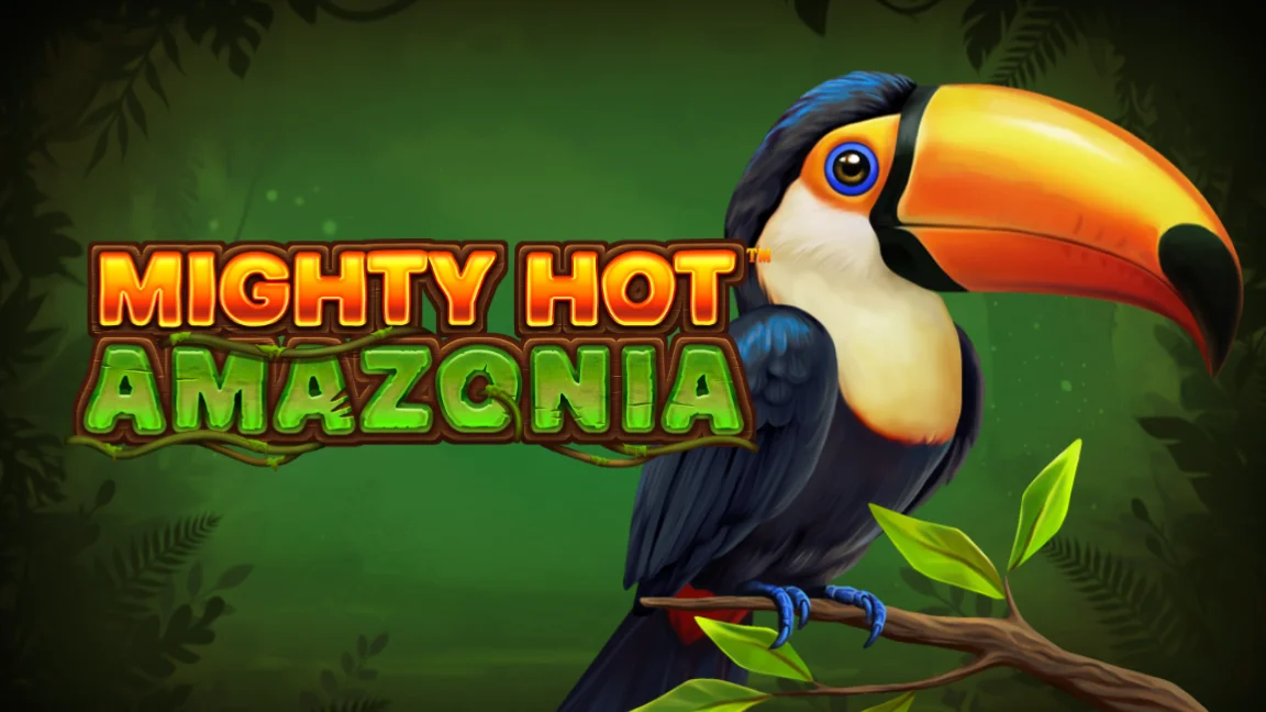 The promotional header for Mighty Hot™: Amazonia, an online slot game on Betty.ca.